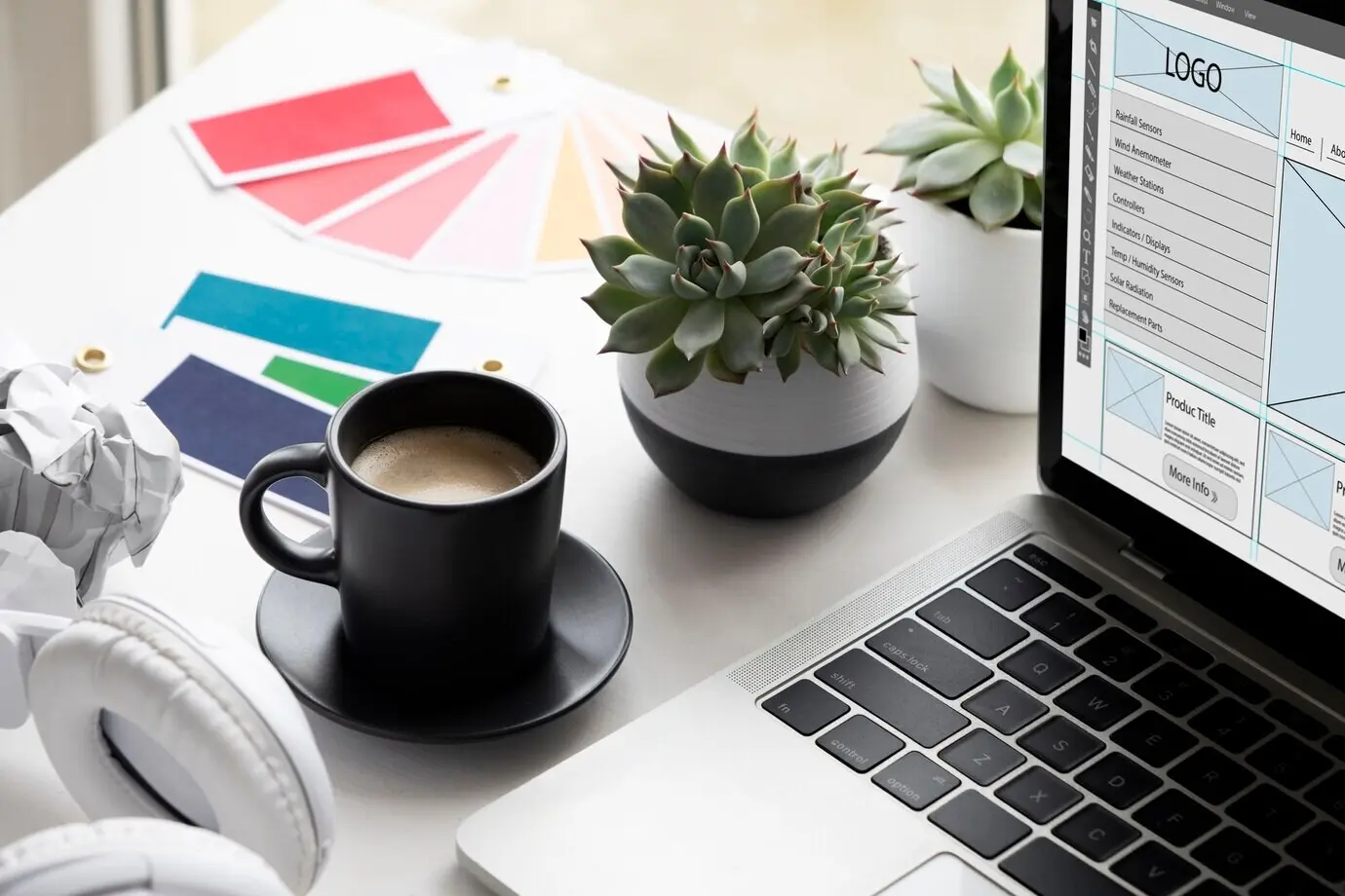 Stillleben eines Grafikdesignbüros